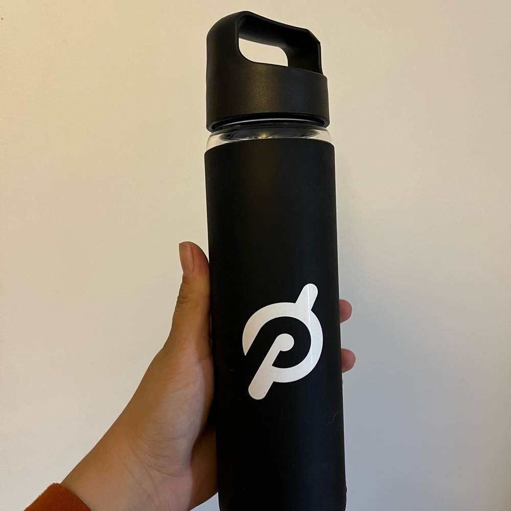 Peloton glass water bottle